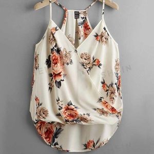Shein, size XL top, white floral print.